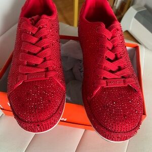 Lucky Step Women's Sparkling Red Sneakers